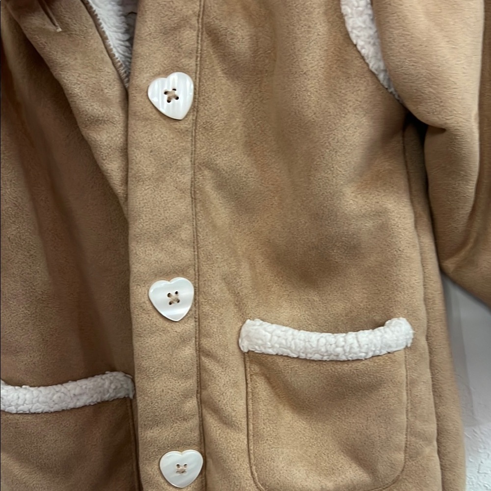 Cozy Tan Kids Jacket with Faux Fur Lining - Picture 2 of 4